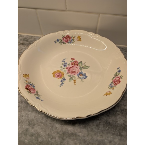 SCIO Hazel Other - Scio Pottery 1940's Hazel Round Vegetable Serving Bowl Floral Gold Trim 8 1/2"